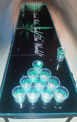 Beer Pong Table With Cannabis Symbols